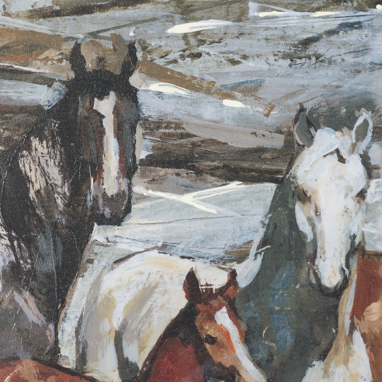 Equine Echoes III by Mercana Studio Hand Embelished Textured Framed Artwork Matted under Glass