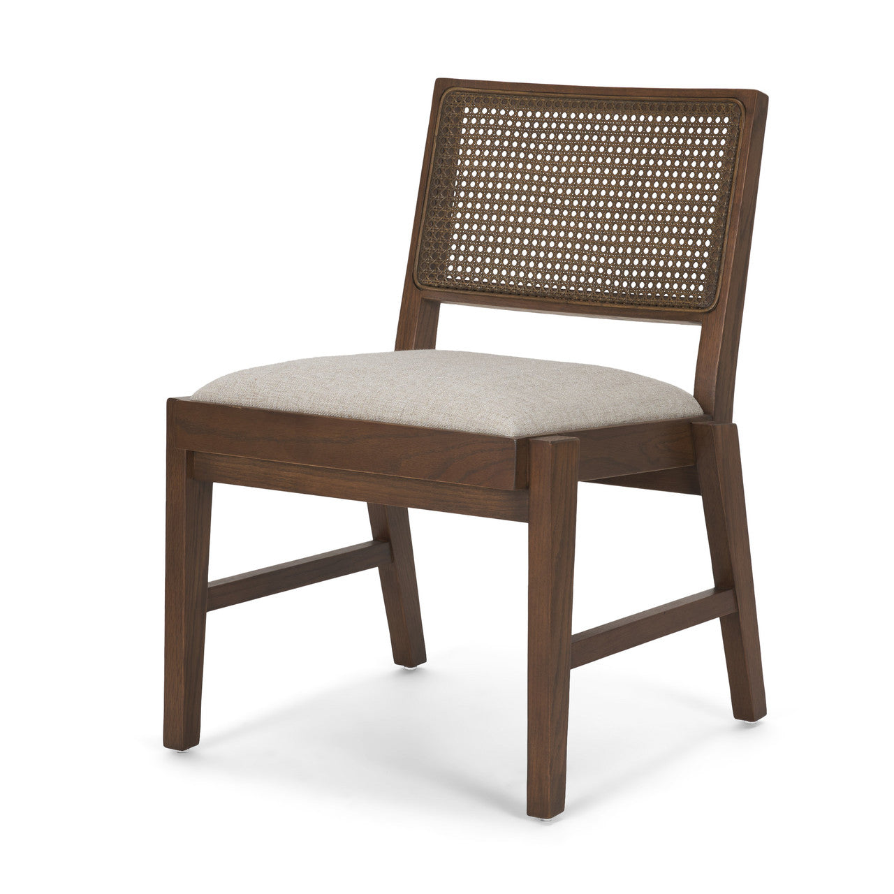 Reid Framed Brown Cane Cream Fabric Dining Chair