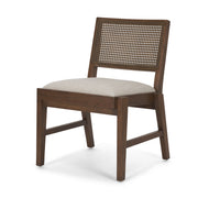 Reid Framed Brown Cane Cream Fabric Dining Chair