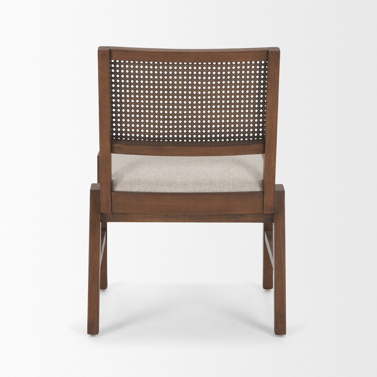 Reid Framed Brown Cane Cream Fabric Dining Chair