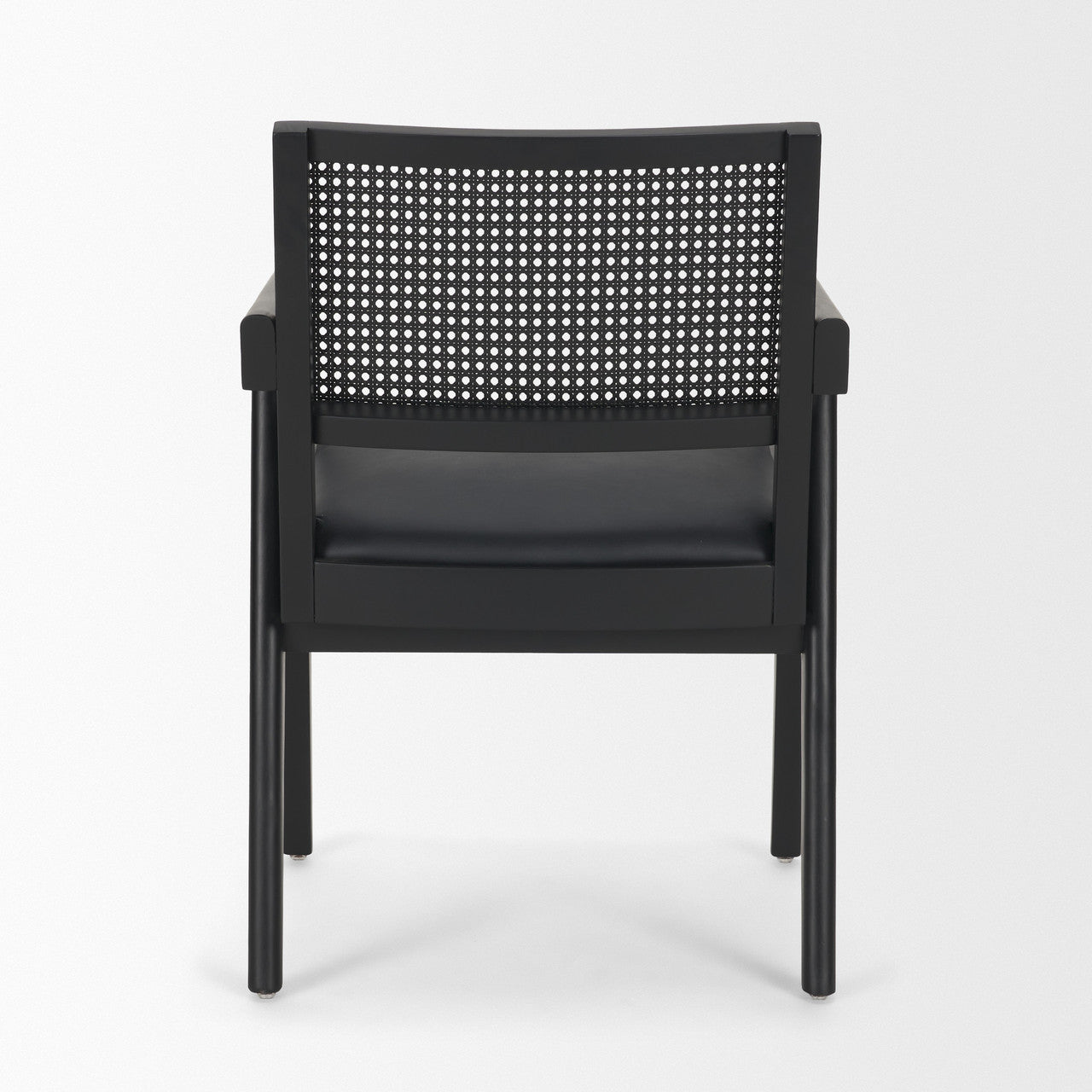 Reid Framed Black Cane Black Fabric Dining Armchair