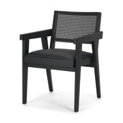 Reid Framed Black Cane Black Fabric Dining Armchair