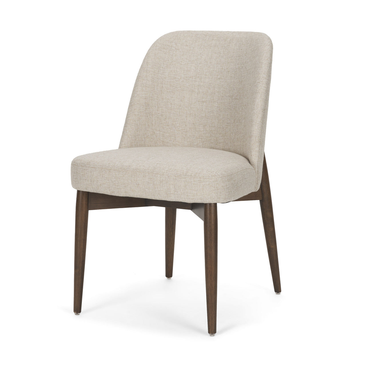 Abbie Curved Back Oatmeal Fabric Armless Dining Chair