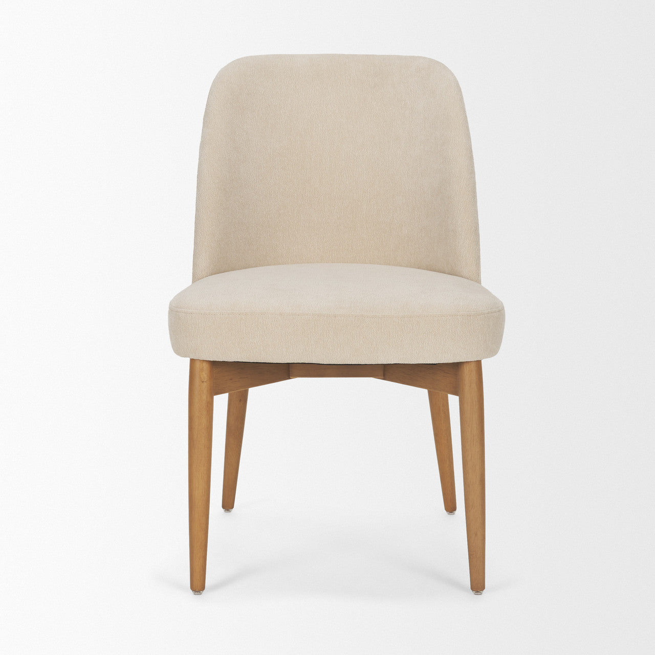 Abbie Curved Back Oatmeal Fabric Dining Side Chair