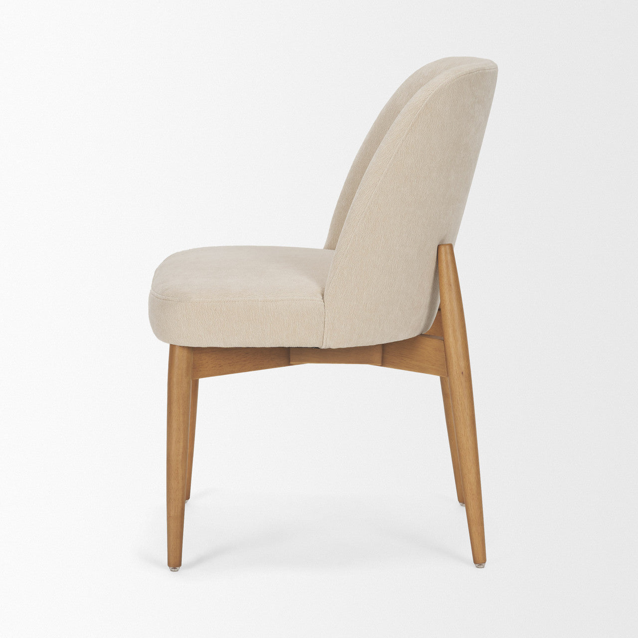 Abbie Curved Back Oatmeal Fabric Dining Side Chair