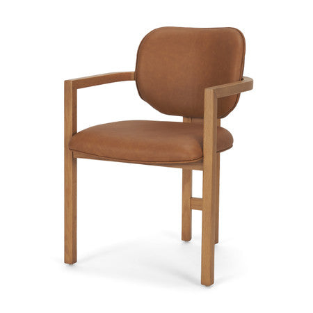 Carlisle Curved Back Tan Leather Tripod Frame Dining Armchair