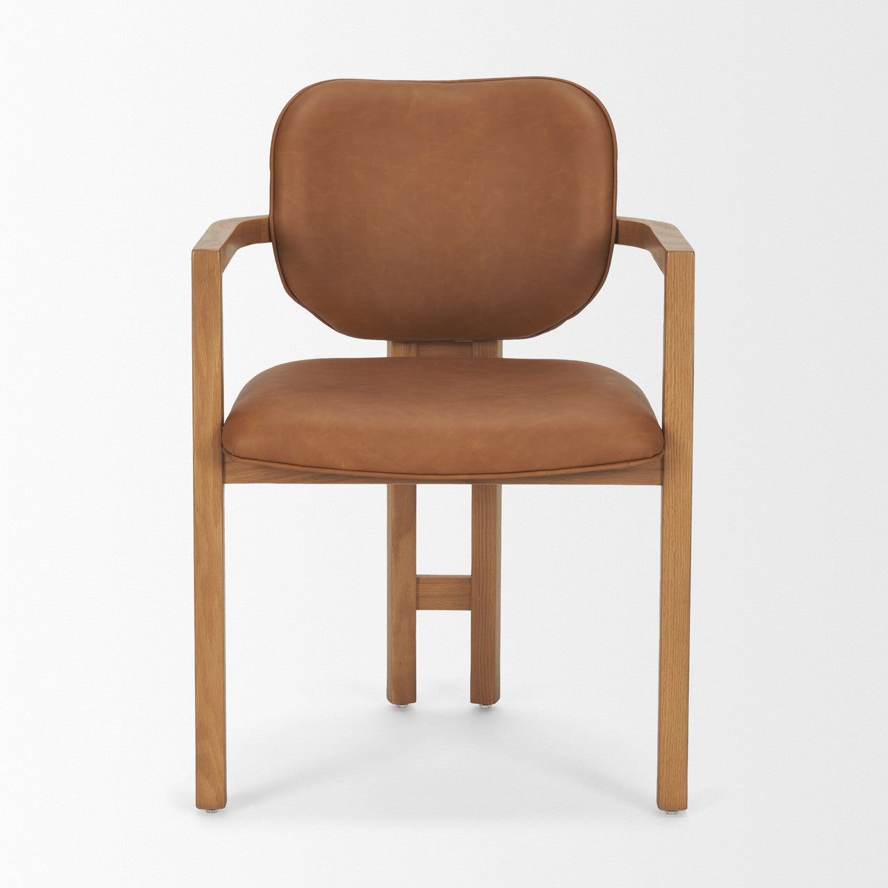 Carlisle Curved Back Tan Leather Tripod Frame Dining Armchair