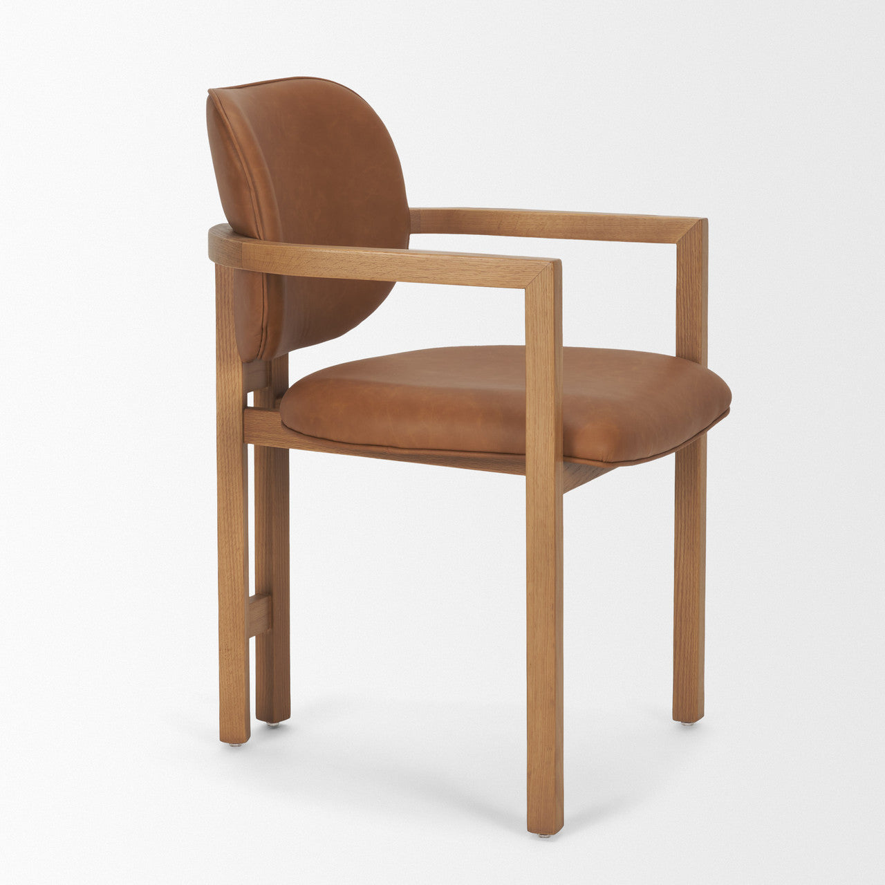 Carlisle Curved Back Tan Leather Tripod Frame Dining Armchair