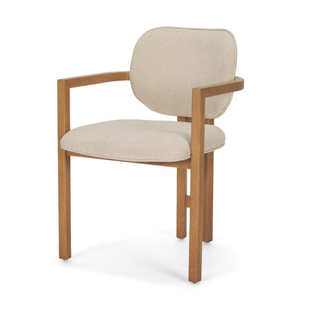 Carlisle Curved Back Cream Chenille Tripod Frame Dining Armchair