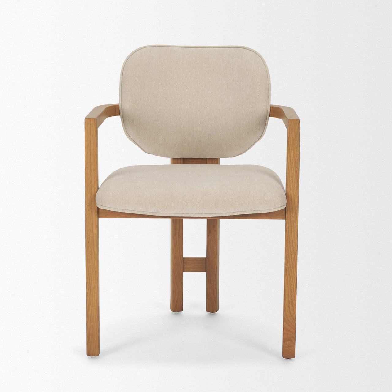 Carlisle Curved Back Cream Chenille Tripod Frame Dining Armchair