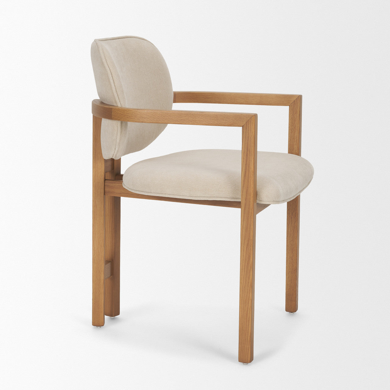 Carlisle Curved Back Cream Chenille Tripod Frame Dining Armchair