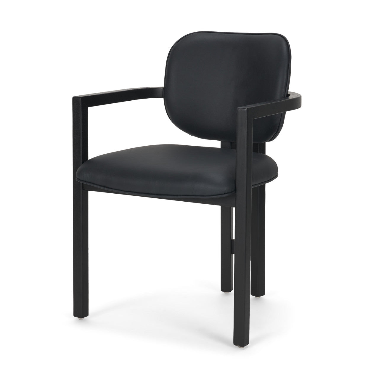 Carlisle Curved Back Black Leather Tripod Frame Dining Armchair