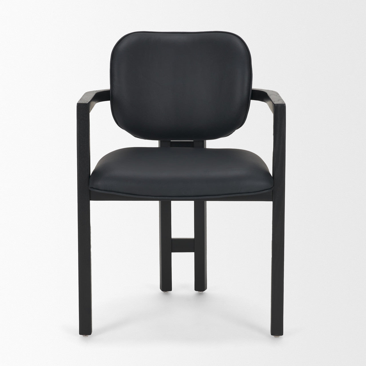 Carlisle Curved Back Black Leather Tripod Frame Dining Armchair