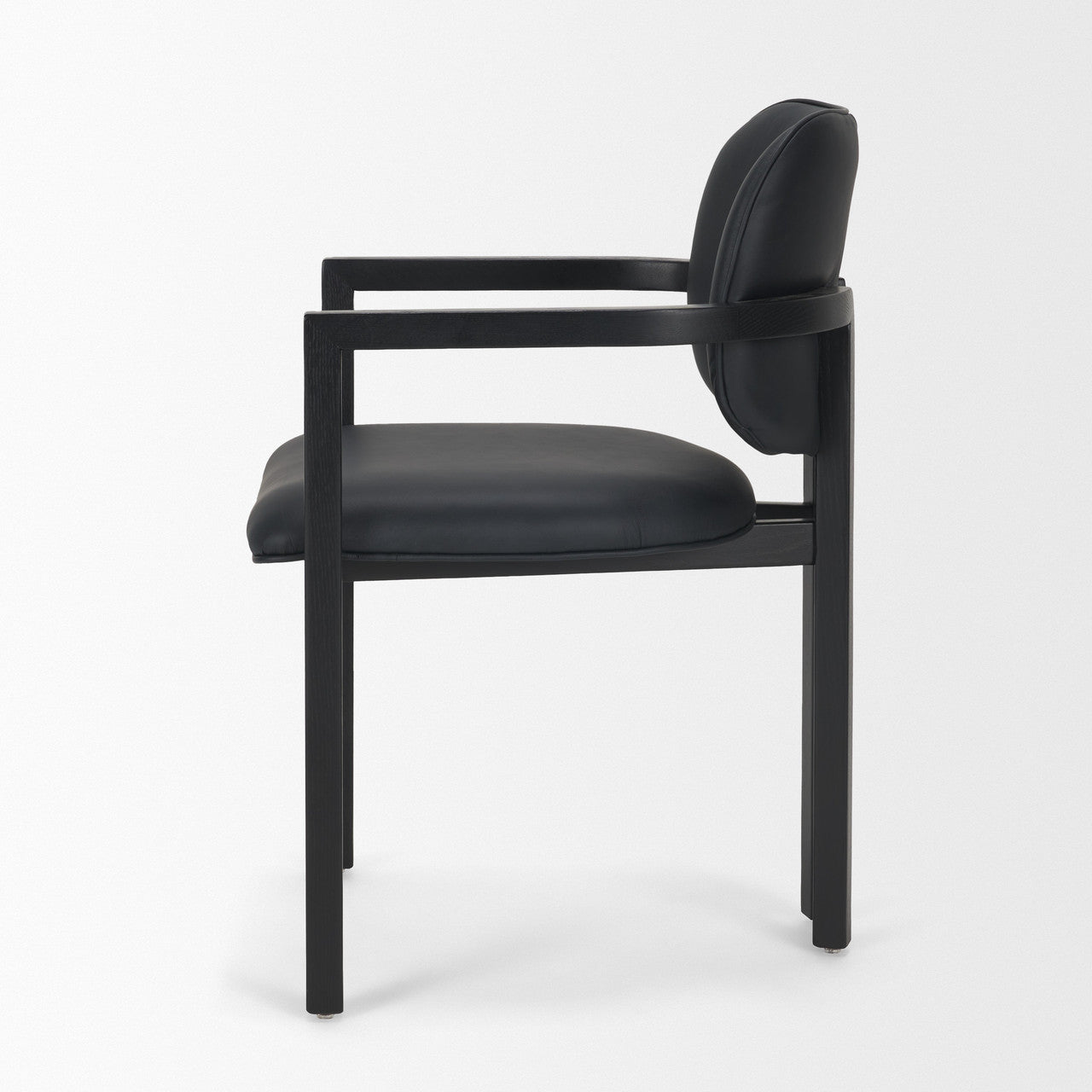 Carlisle Curved Back Black Leather Tripod Frame Dining Armchair