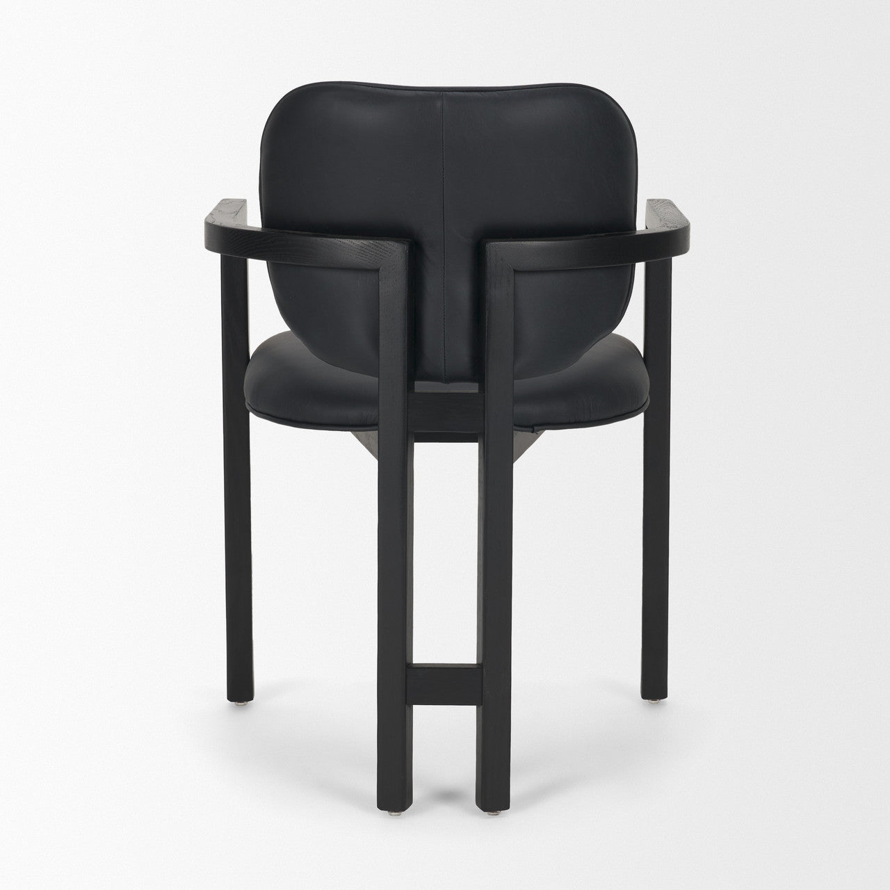 Carlisle Curved Back Black Leather Tripod Frame Dining Armchair