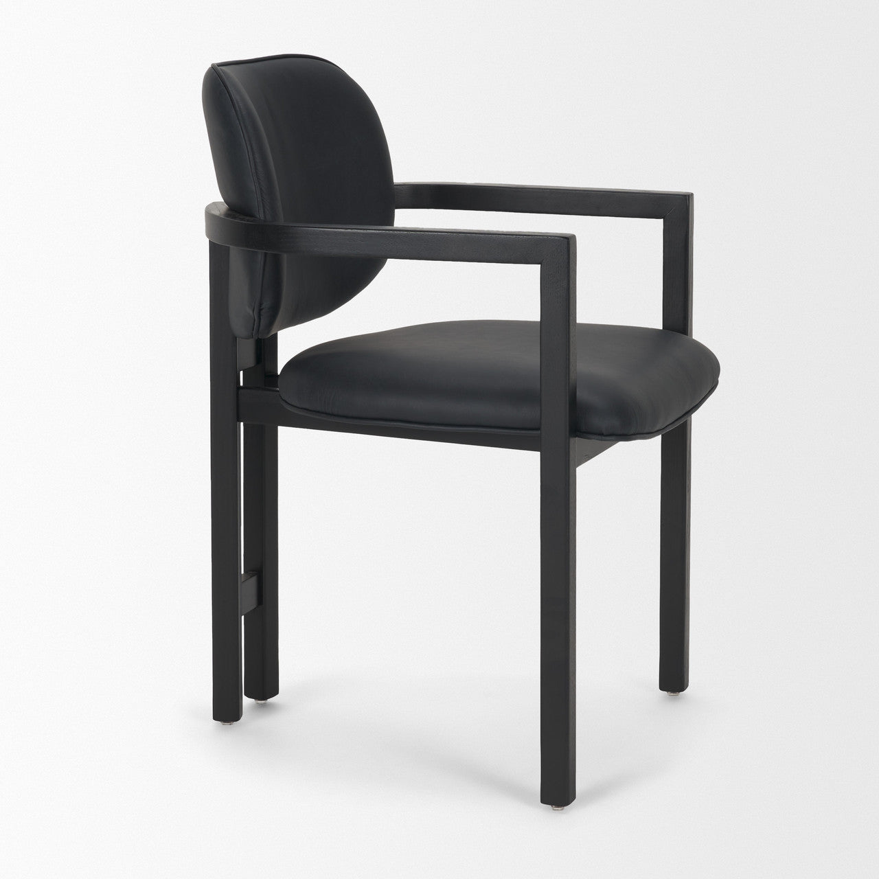 Carlisle Curved Back Black Leather Tripod Frame Dining Armchair