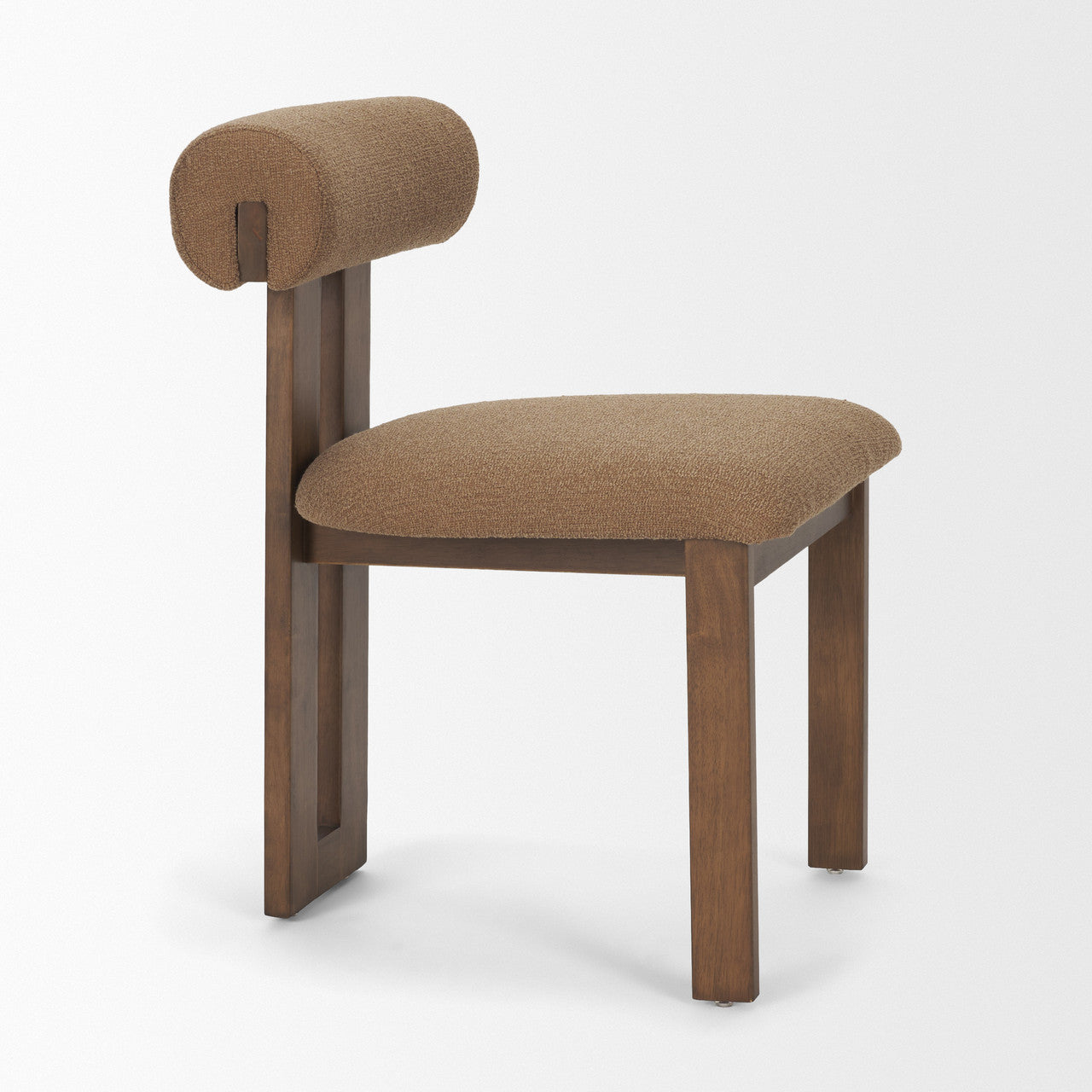 Tribeca Curve Open Back Mocha Fabric Tripod Frame Dining Chair