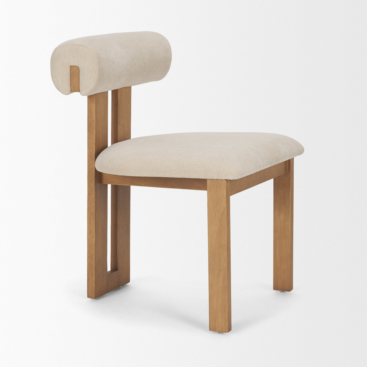 Tribeca Curve Open Back Cream Chenille Tripod Frame Dining Chair