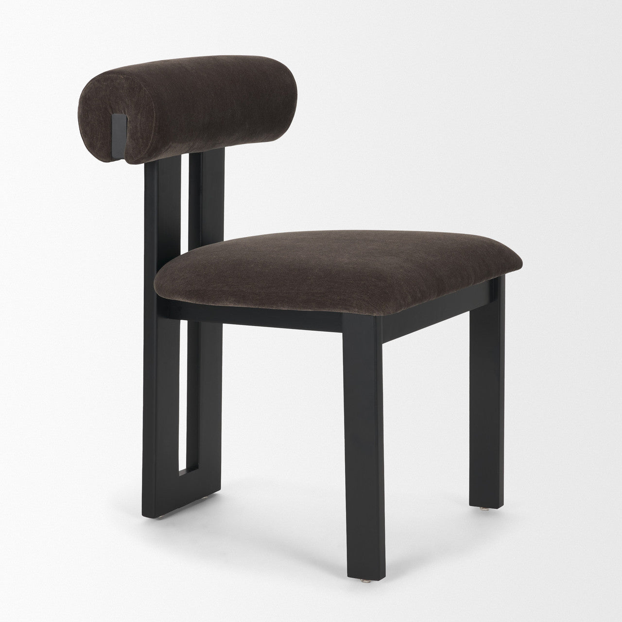 Tribeca Curve Open Back Charcoal Chenille Tripod Frame Dining Chair