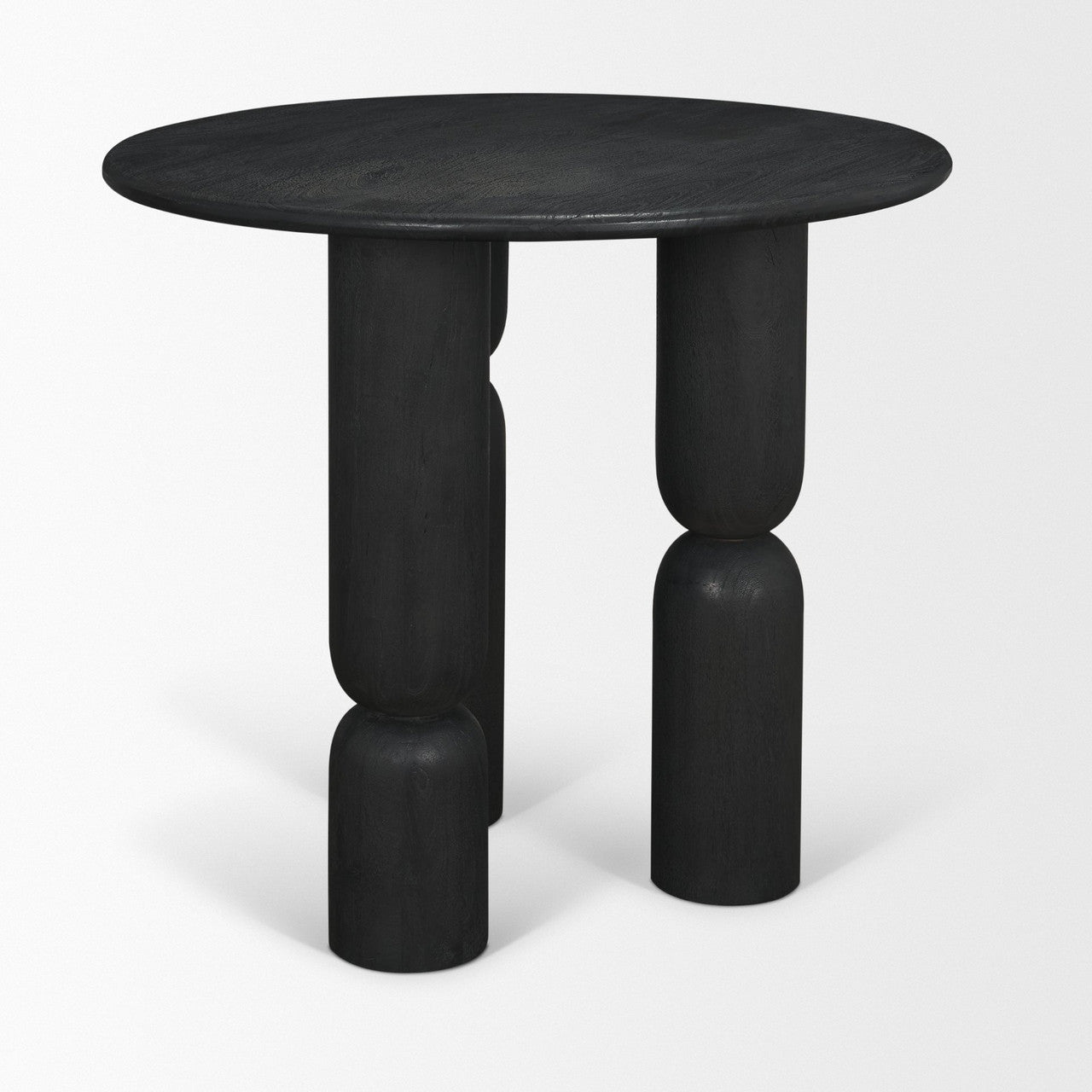 Sonel Matte Black Wood Pedestal Foyer Table