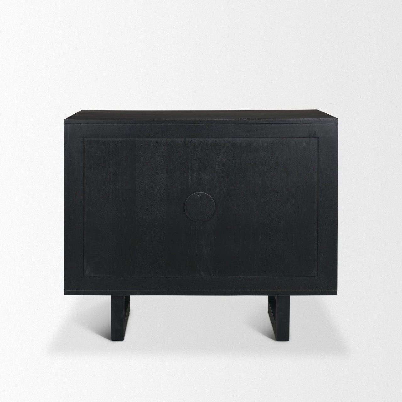 Grier Matte Black Stained Wood w/ Black Cane Accent Cabinet
