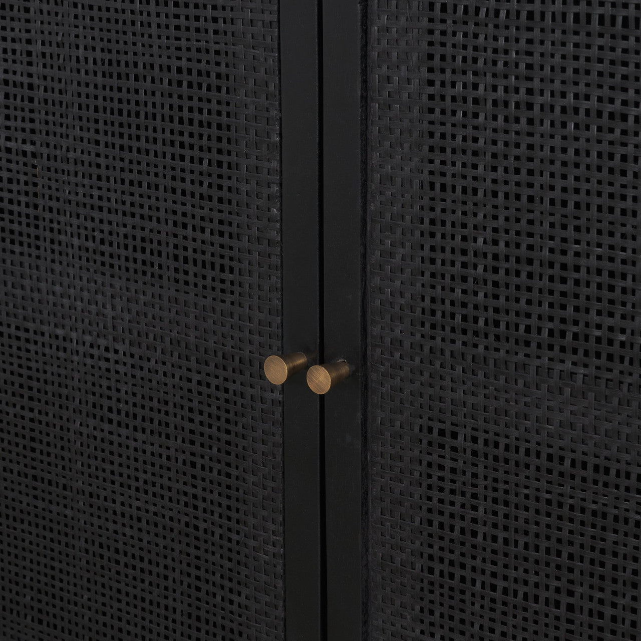 Grier Matte Black Stained Wood w/ Black Cane Accent Cabinet