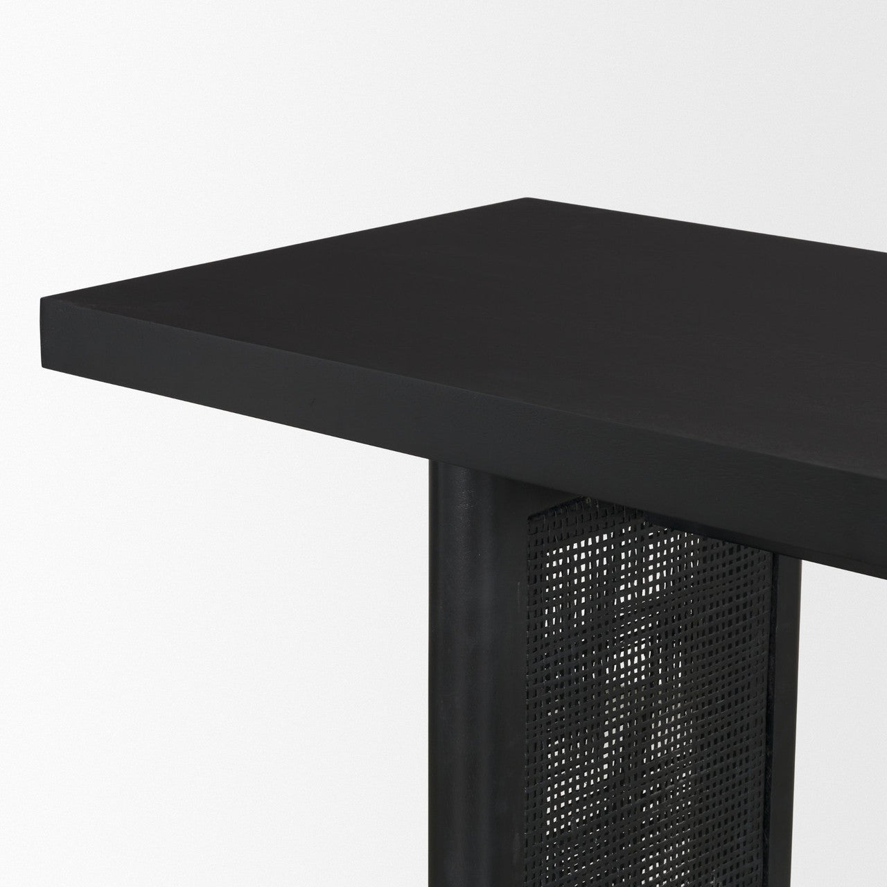 Grier 65" Black Wood w/ Black Cane Console Table