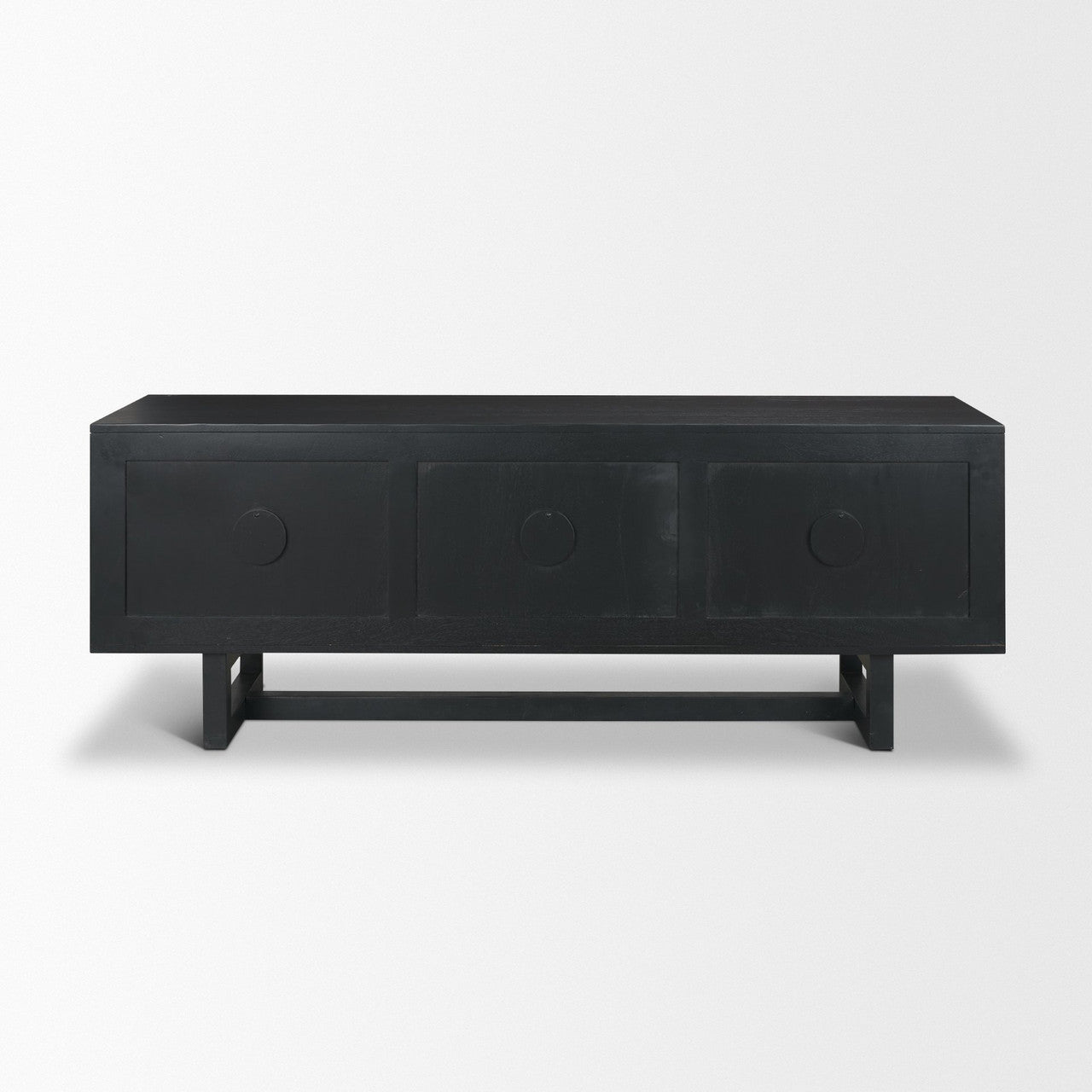 Grier 65" Black Solid Wood W/ Black Cane Media Console