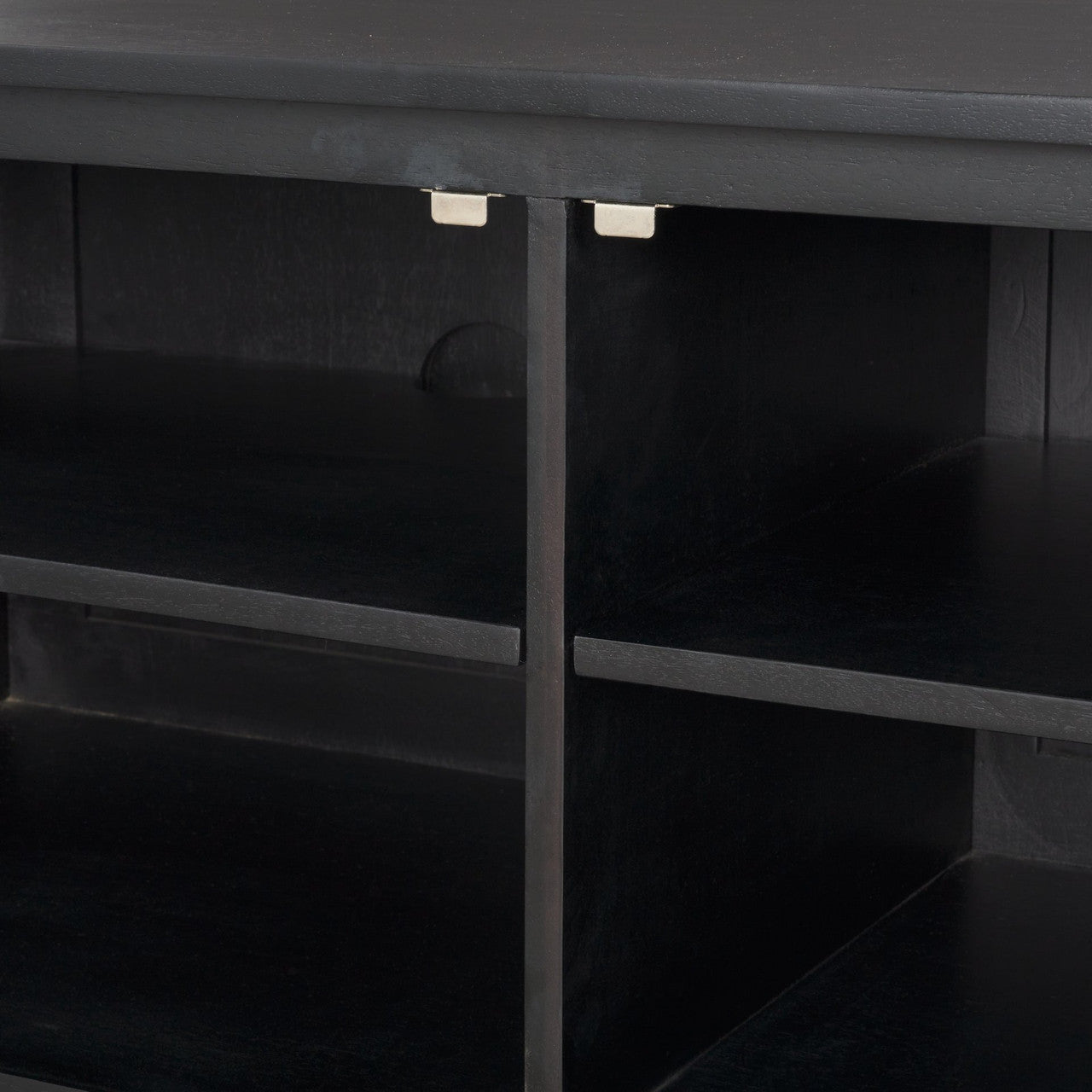 Grier 65" Black Solid Wood W/ Black Cane Media Console