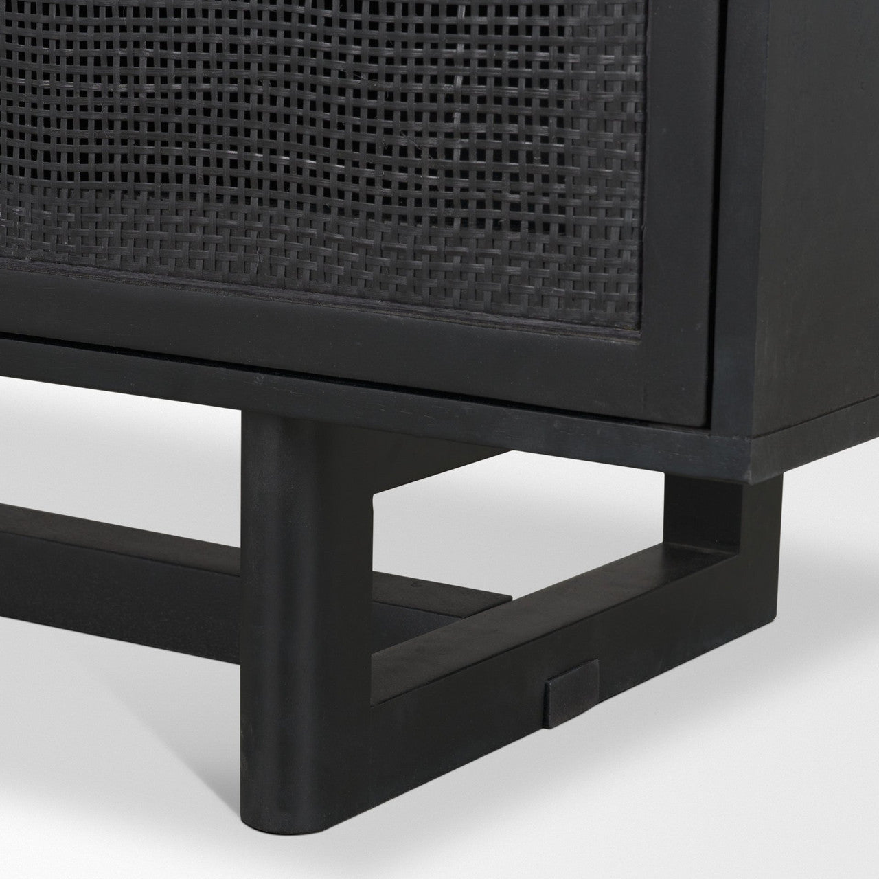 Grier 65" Black Solid Wood W/ Black Cane Media Console