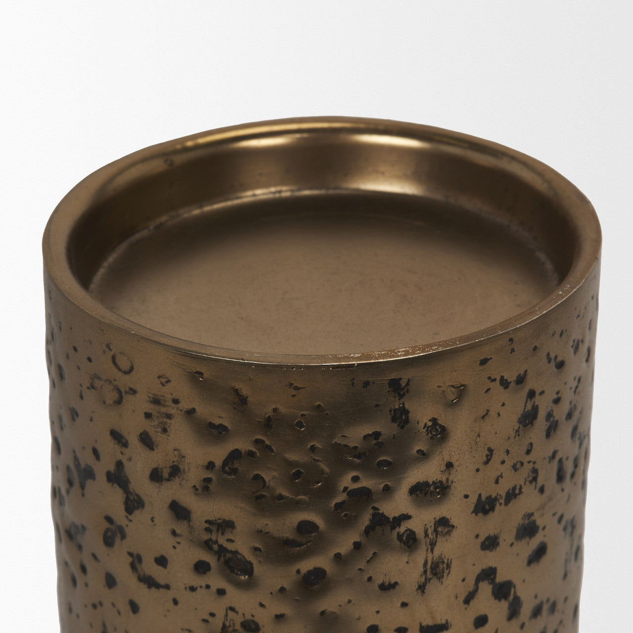 Akira Large Hammered Gold Metal Pillar Candle Holder