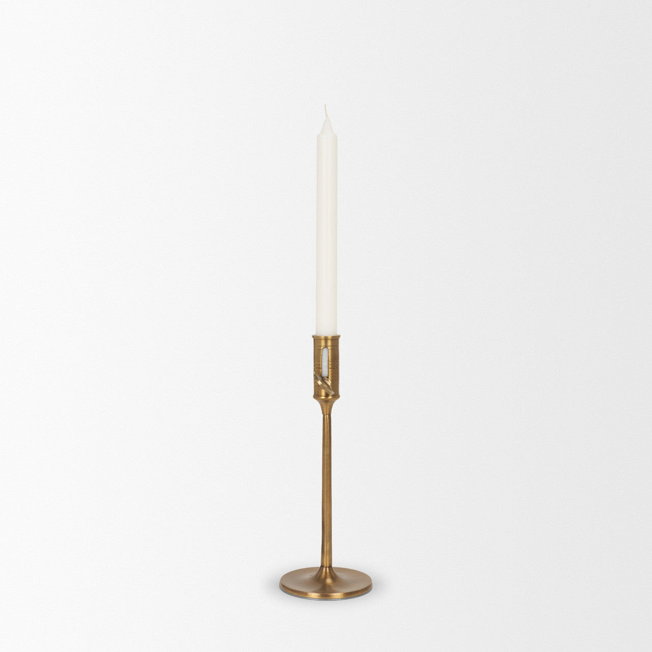 Chantria Small Solid Natural Brass Adjustable Taper Candle Holder