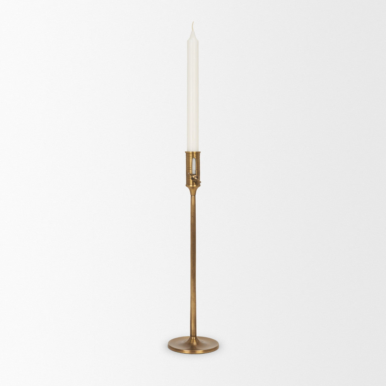 Chantria Large Solid Natural Brass Adjustable Taper Candle Holder