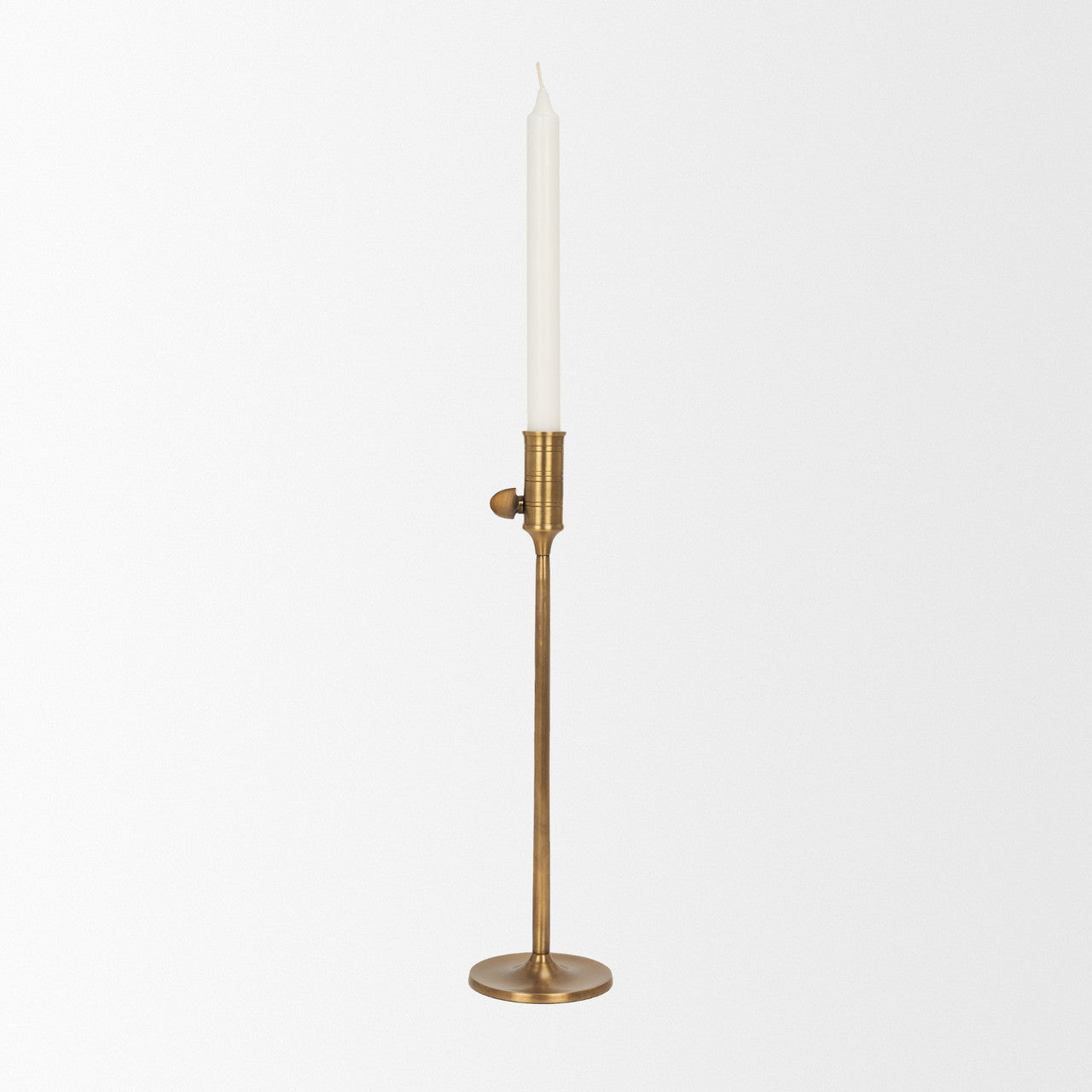 Chantria Large Solid Natural Brass Adjustable Taper Candle Holder