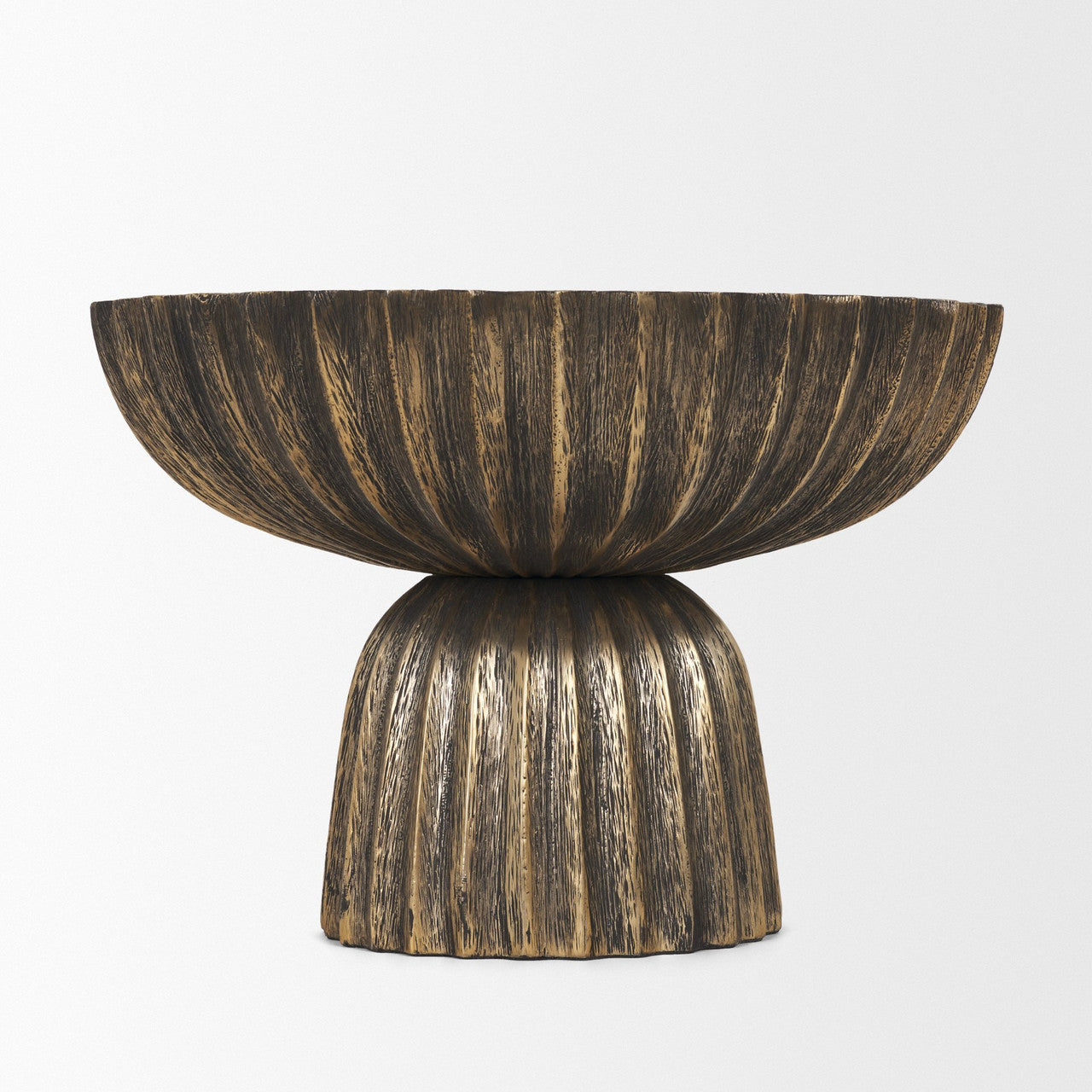 Ciaran Fluted Textured Antiqued Gold Metal Decorative Bowl