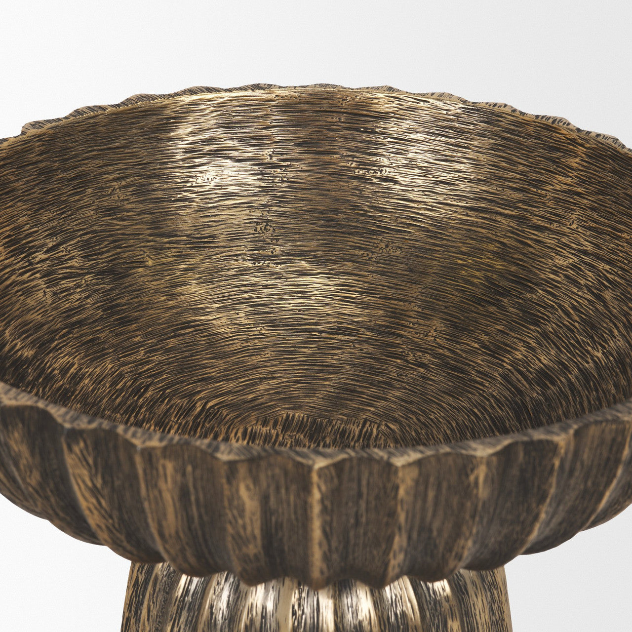 Ciaran Fluted Textured Antiqued Gold Metal Decorative Bowl