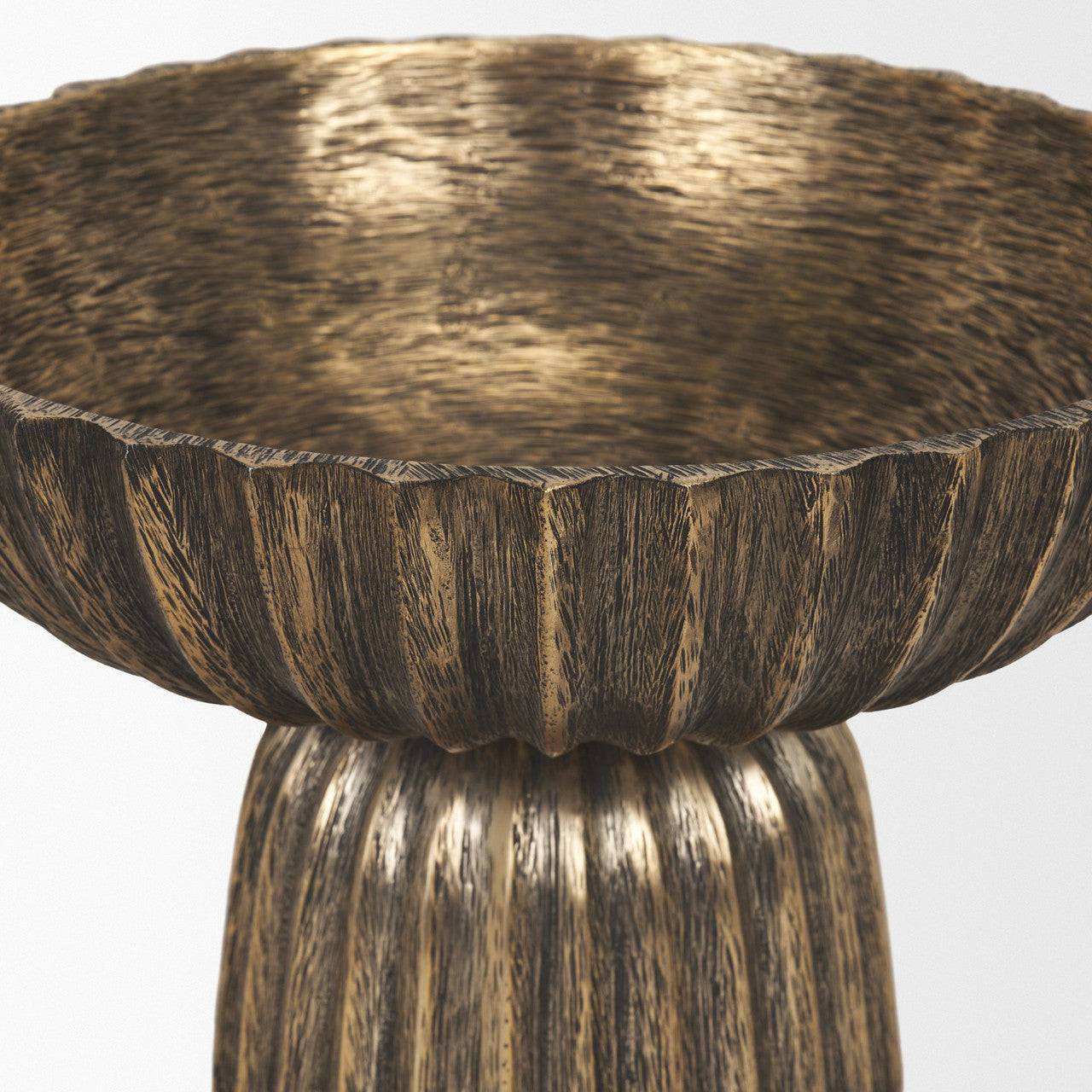 Ciaran Fluted Textured Antiqued Gold Metal Decorative Bowl