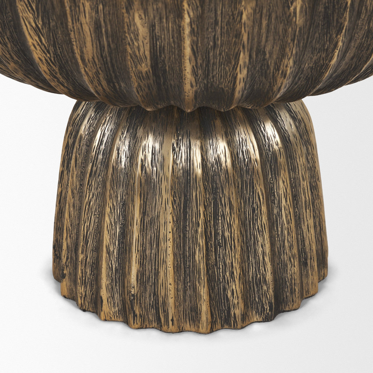 Ciaran Fluted Textured Antiqued Gold Metal Decorative Bowl