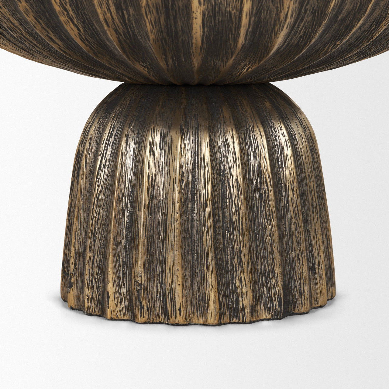 Ciaran Fluted Textured Antiqued Gold Metal Decorative Bowl