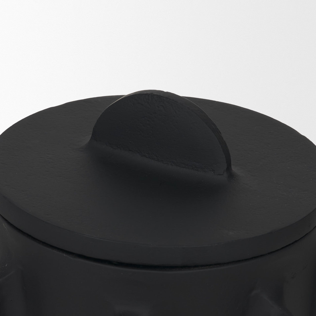 Deacon Small Matte Black Metal Canister with Sculptural Handles