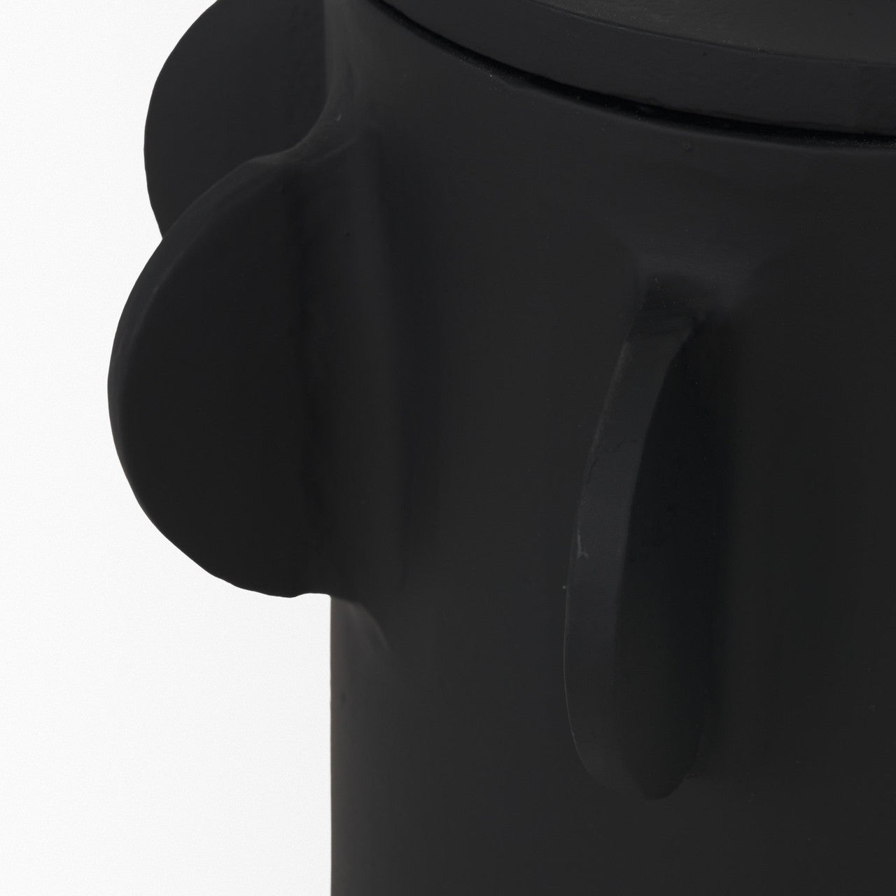 Deacon Small Matte Black Metal Canister with Sculptural Handles
