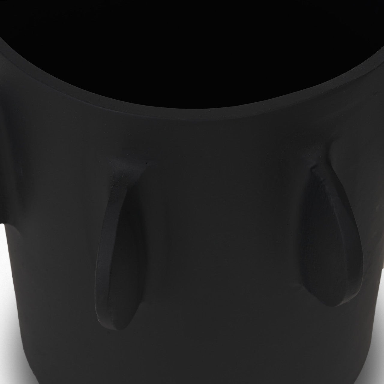 Deacon Large Matte Black Metal Canister with Sculptural Handles