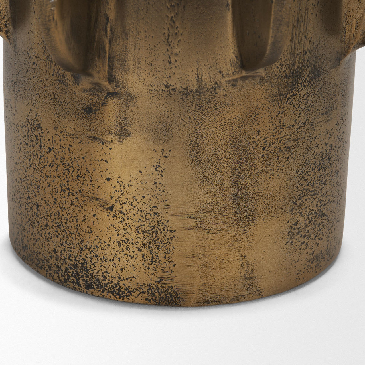 Deacon Small Antiqued Gold Metal Canister with Sculptural Handles