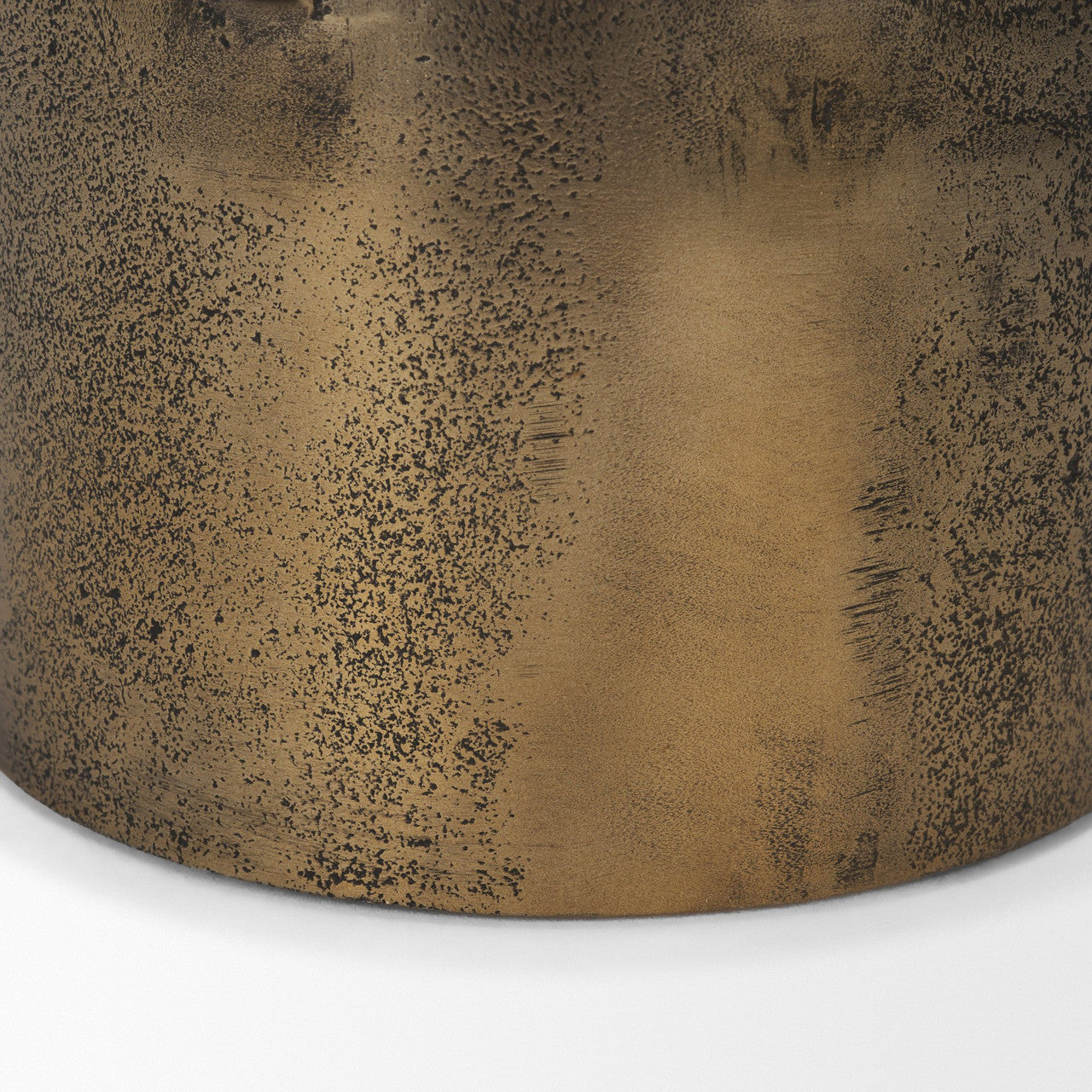 Deacon Large Antiqued Gold Metal Canister with Sculptural Handles