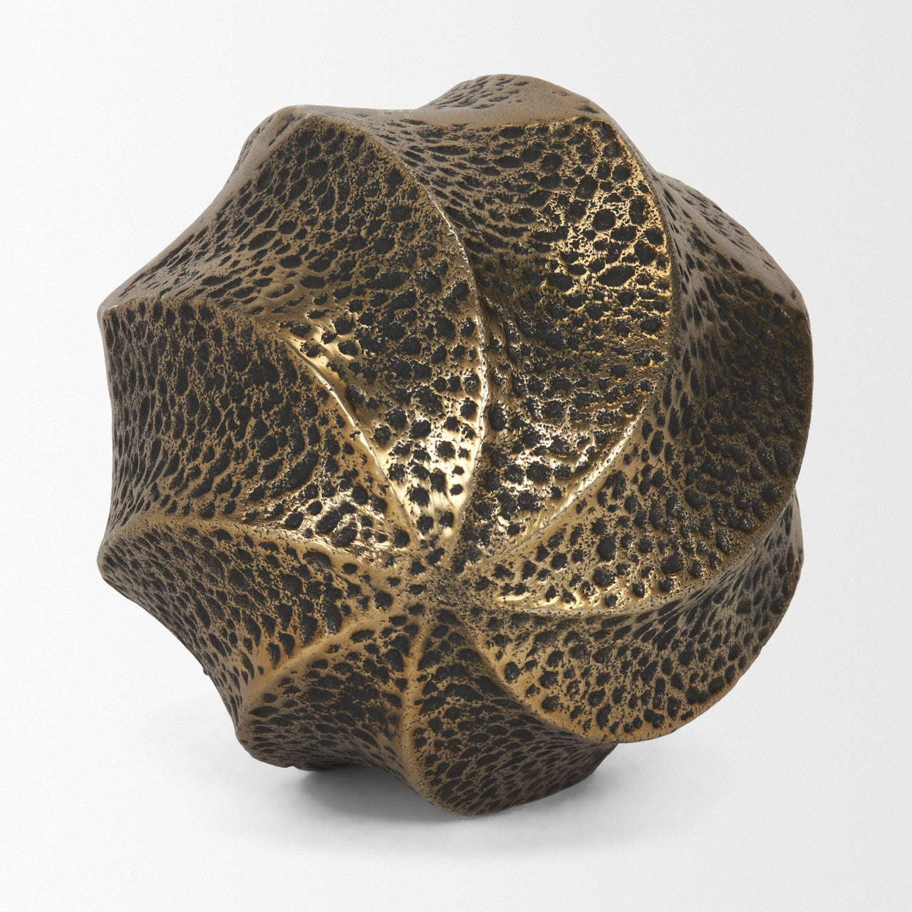 Imani Large Sculptural Textured Antiqued Gold Metal Decorative Orb Object