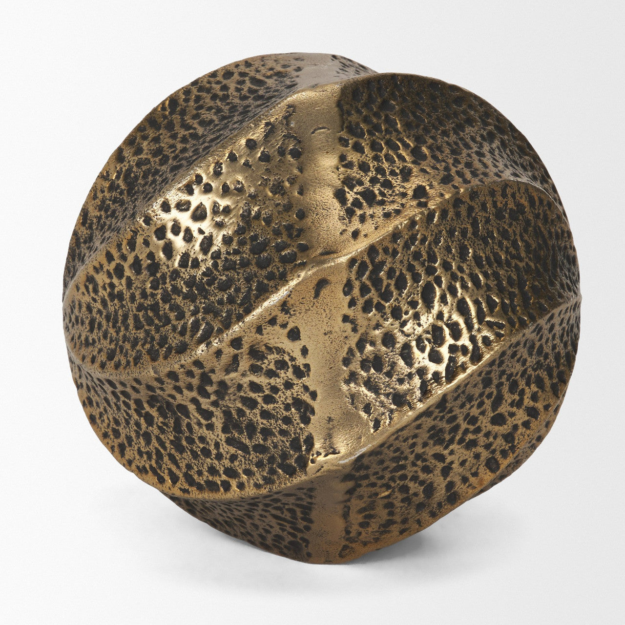 Imani Large Sculptural Textured Antiqued Gold Metal Decorative Orb Object