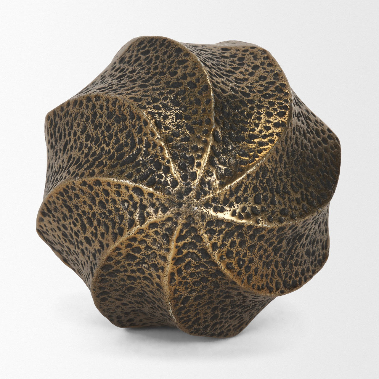 Imani Large Sculptural Textured Antiqued Gold Metal Decorative Orb Object