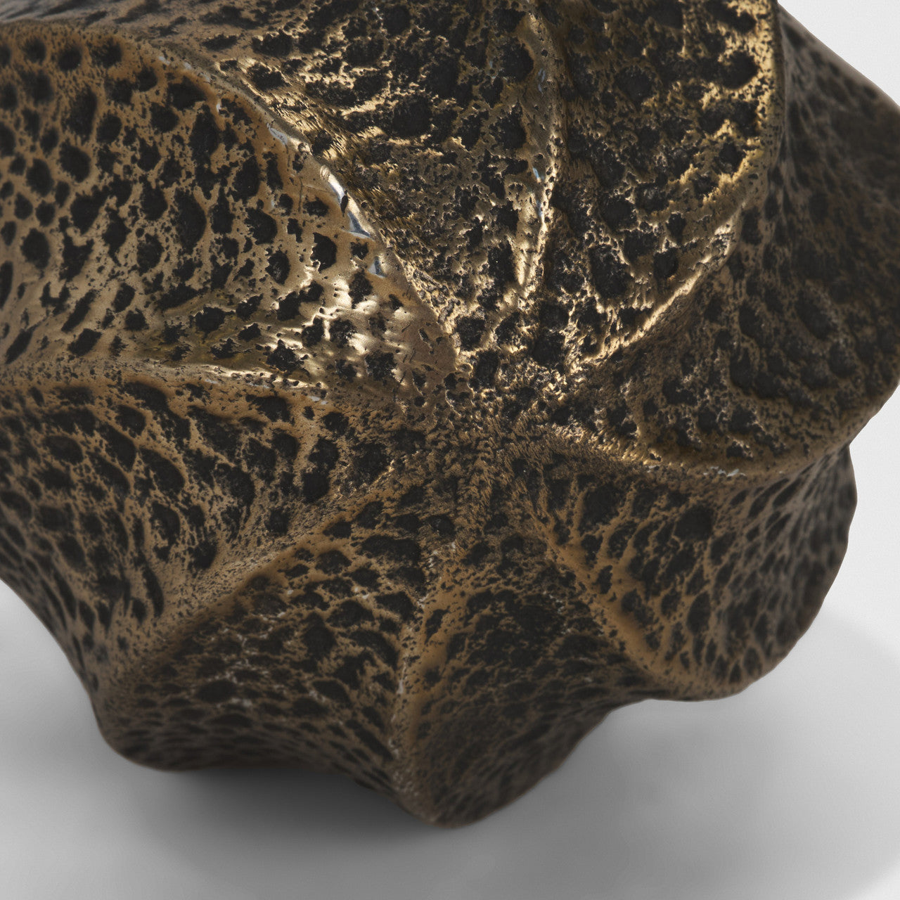 Imani Large Sculptural Textured Antiqued Gold Metal Decorative Orb Object