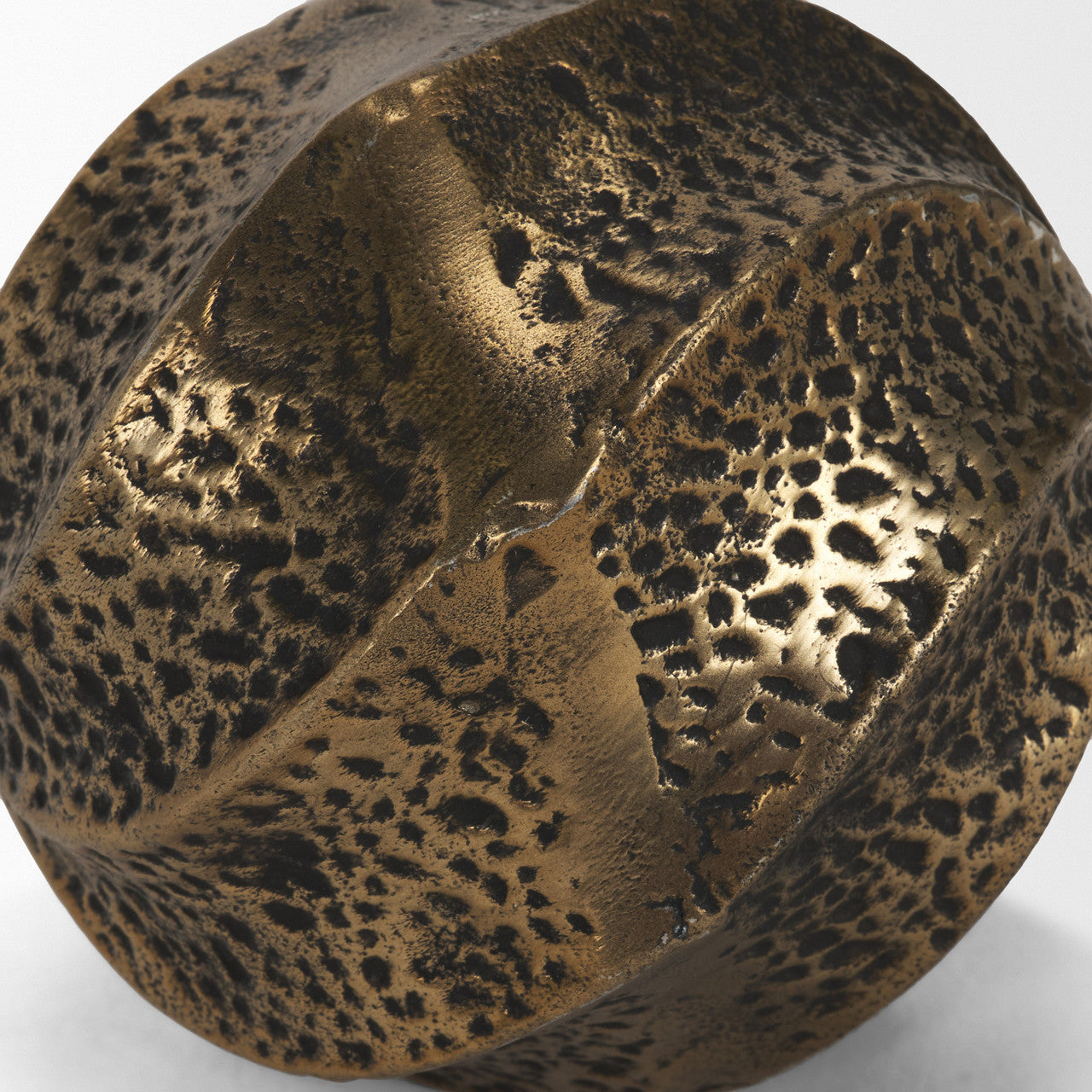 Imani Large Sculptural Textured Antiqued Gold Metal Decorative Orb Object