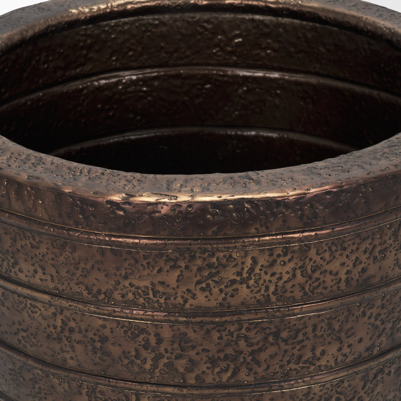 Aivana Large Antiqued Gold Metal Floor Vase